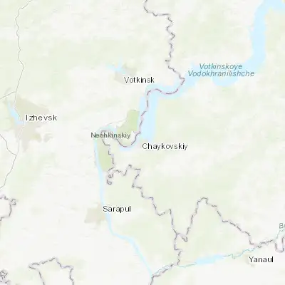 Map showing location of Chaykovskiy (56.768640, 54.114840)