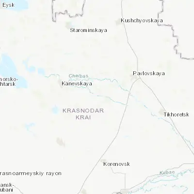 Map showing location of Chelbasskaya (45.979240, 39.371860)