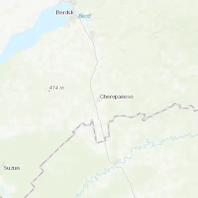 Map showing location of Cherepanovo (54.222200, 83.381000)
