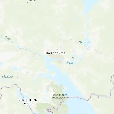 Map showing location of Cherepovets (59.133330, 37.900000)