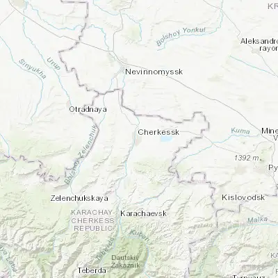 Map showing location of Cherkessk (44.223330, 42.057780)