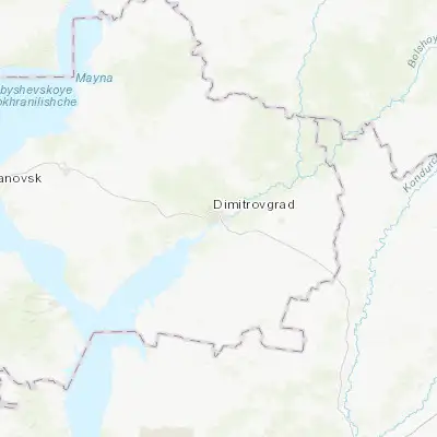 Map showing location of Dimitrovgrad (54.213860, 49.618380)