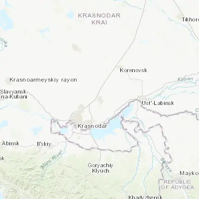 Map showing location of Dinskaya (45.215160, 39.226500)