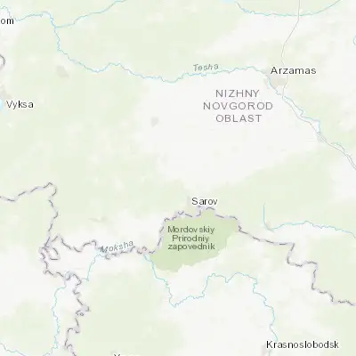Map showing location of Diveyevo (55.043290, 43.241780)