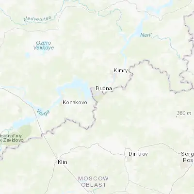 Map showing location of Dubna (56.733330, 37.166670)