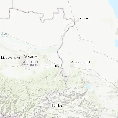Map showing location of Engel’-Yurt (43.326330, 46.360480)