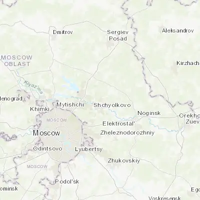 Map showing location of Fryazino (55.960560, 38.045560)