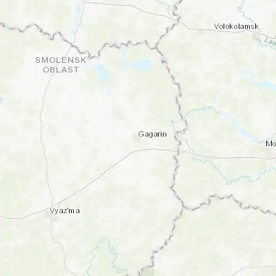 Map showing location of Gagarin (55.553290, 34.996840)