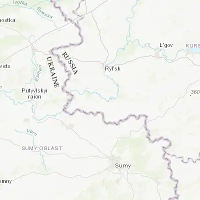 Map showing location of Glushkovo (51.339170, 34.632780)