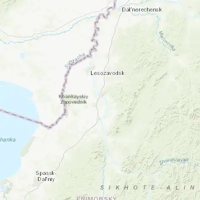 Map showing location of Gornyye Klyuchi (45.242210, 133.506010)