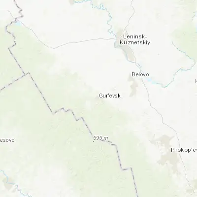 Map showing location of Gur’yevsk (54.283330, 85.933330)