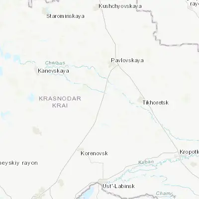 Map showing location of Irkliyevskaya (45.856350, 39.653810)