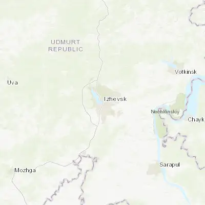 Map showing location of Izhevsk (56.849760, 53.204480)