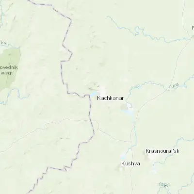 Map showing location of Kachkanar (58.700200, 59.483900)