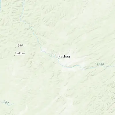 Map showing location of Kachug (53.960560, 105.881670)