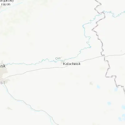 Map showing location of Kalachinsk (55.052860, 74.575110)