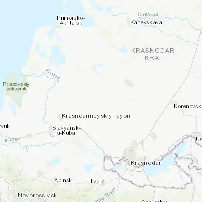 Map showing location of Kalininskaya (45.484400, 38.662210)