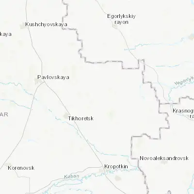 Map showing location of Kalnibolotskaya (46.005830, 40.456820)