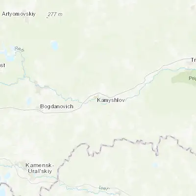 Map showing location of Kamyshlov (56.842780, 62.711110)