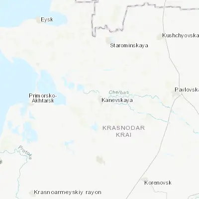 Map showing location of Kanevskaya (46.079900, 38.959900)