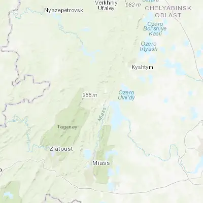 Map showing location of Karabash (55.480800, 60.215700)