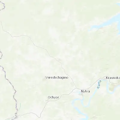 Map showing location of Karagay (58.266690, 54.936780)