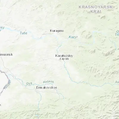 Map showing location of Karatuzskoye (53.607220, 92.866670)