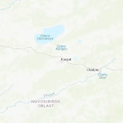Map showing location of Kargat (55.195560, 80.281110)