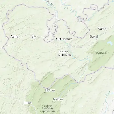Map showing location of Katav-Ivanovsk (54.753060, 58.195560)