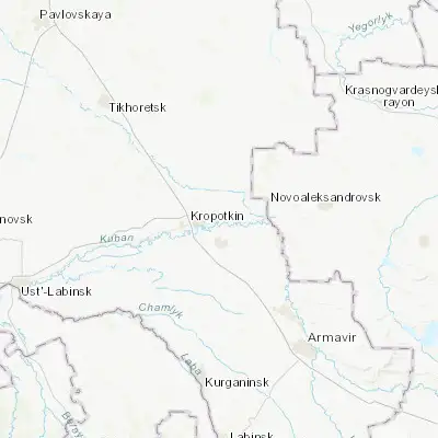 Map showing location of Kavkazskaya (45.445300, 40.676500)