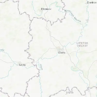 Map showing location of Kazaki (52.624840, 38.264880)