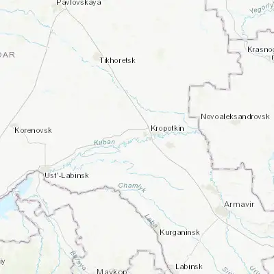 Map showing location of Kazanskaya (45.410600, 40.436100)
