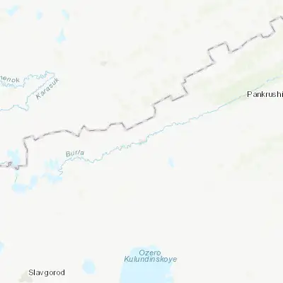 Map showing location of Khabary (53.625880, 79.534500)