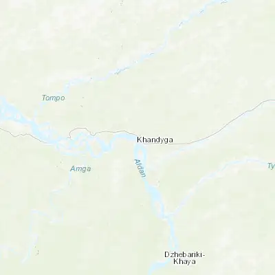 Map showing location of Khandyga (62.653330, 135.566700)