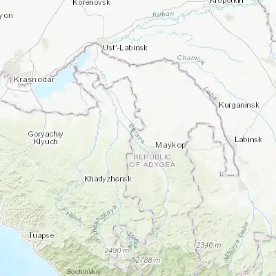 Map showing location of Khanskaya (44.677020, 39.961600)