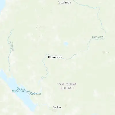 Map showing location of Kharovsk (59.964250, 40.191210)