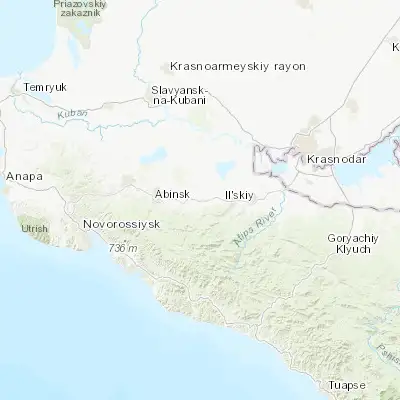 Map showing location of Kholmskiy (44.846940, 38.385000)
