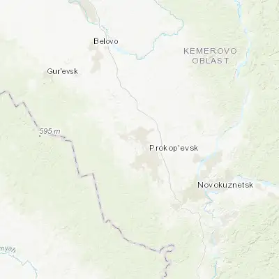 Map showing location of Kiselëvsk (53.990000, 86.662100)