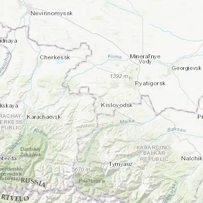 Map showing location of Kislovodsk (43.913330, 42.720830)
