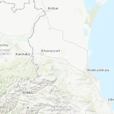 Map showing location of Kizilyurt (43.188300, 46.885110)
