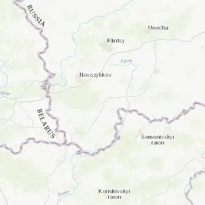 Map showing location of Klimovo (52.380530, 32.192330)