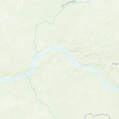 Map showing location of Kodinsk (58.606290, 99.173980)