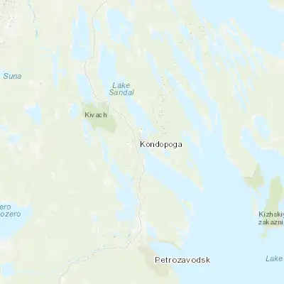 Map showing location of Kondopoga (62.205650, 34.261380)