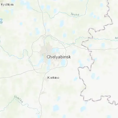 Map showing location of Kopeysk (55.117220, 61.628230)