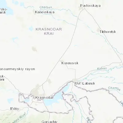 Map showing location of Korenovsk (45.468990, 39.451360)
