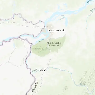 Map showing location of Korfovskiy (48.222590, 135.059660)