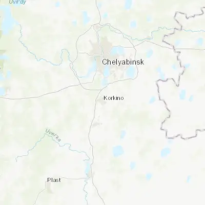 Map showing location of Korkino (54.891300, 61.396900)