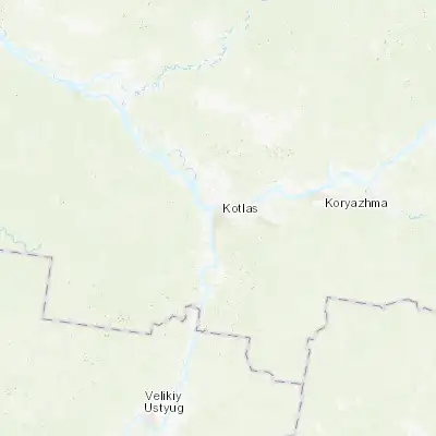 Map showing location of Kotlas (61.257450, 46.649630)