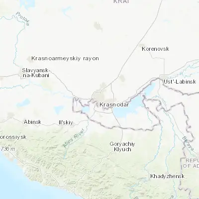 Map showing location of Krasnodar (45.044840, 38.976030)