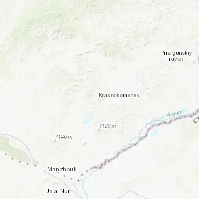Map showing location of Krasnokamensk (50.097900, 118.036900)